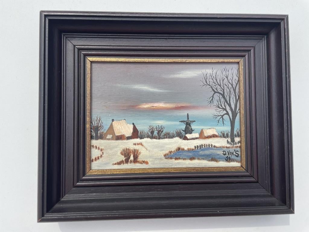 Schilderij van sneeuwlandschap, Antiek en Kunst, Ophalen of Verzenden