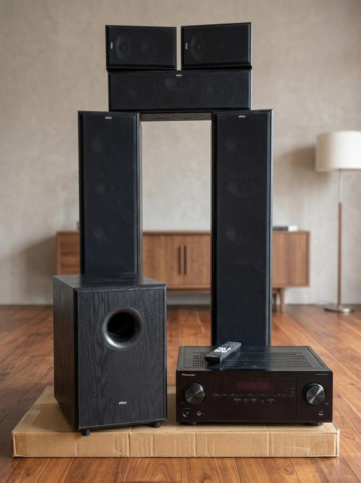 Home cinéma 5.1 complet : Pioneer VSX-329 + Eltax Experience, TV, Hi-fi & Vidéo, Ensembles home-cinéma, Utilisé, Système 5.1, 70 watts ou plus