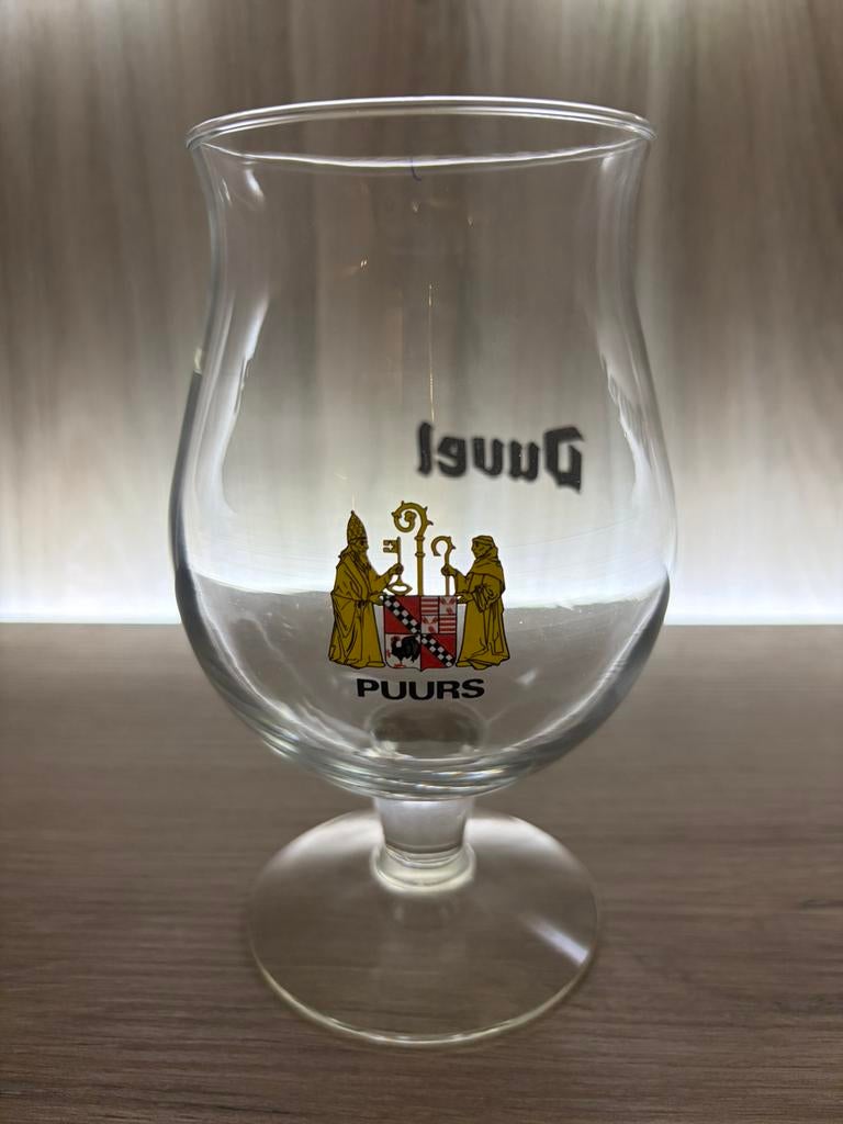 Duvel glas wapenschild Puurs, Ophalen of Verzenden, Zo goed als nieuw, Duvel