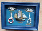 kader in hout met zeemansknopen en miniatuur zeilboot, Ophalen of Verzenden, Zo goed als nieuw, Zeilboot, Schaalmodel