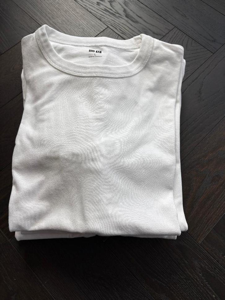 T-shirts - Uniqlo – Pakket 10x - Wit – Maat L, Kleding | Heren, T-shirts, Gedragen, Maat 52/54 (L), Wit, Ophalen of Verzenden