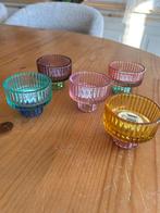 5 petits bougeoirs colores, Maison & Meubles, Enlèvement ou Envoi, Comme neuf, Bougie