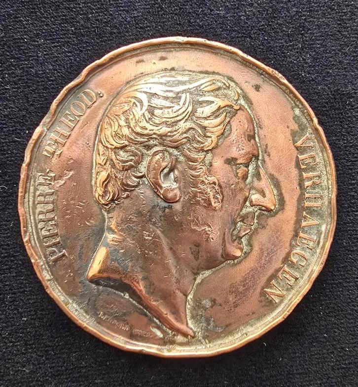 Belgische medaille van Wiener 1852 Verhaegen groot koper, Postzegels en Munten, Penningen en Medailles, Brons, Ophalen of Verzenden