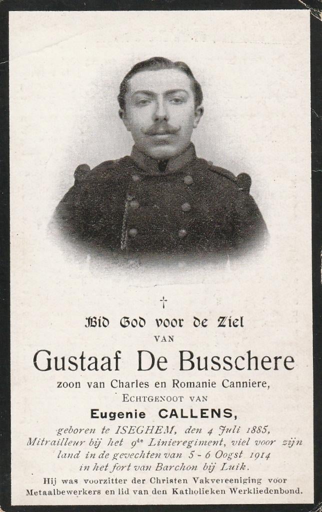 Gesneuvelde 1914-1918    Gustaaf De Busschere, Verzamelen, Ophalen