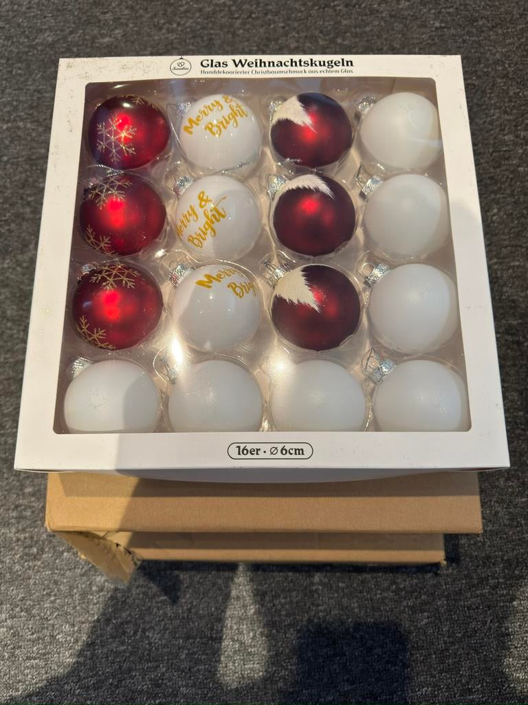 Nieuwe kerstballen – 3 dozen (48 stuks) – glas, Ophalen, Nieuw