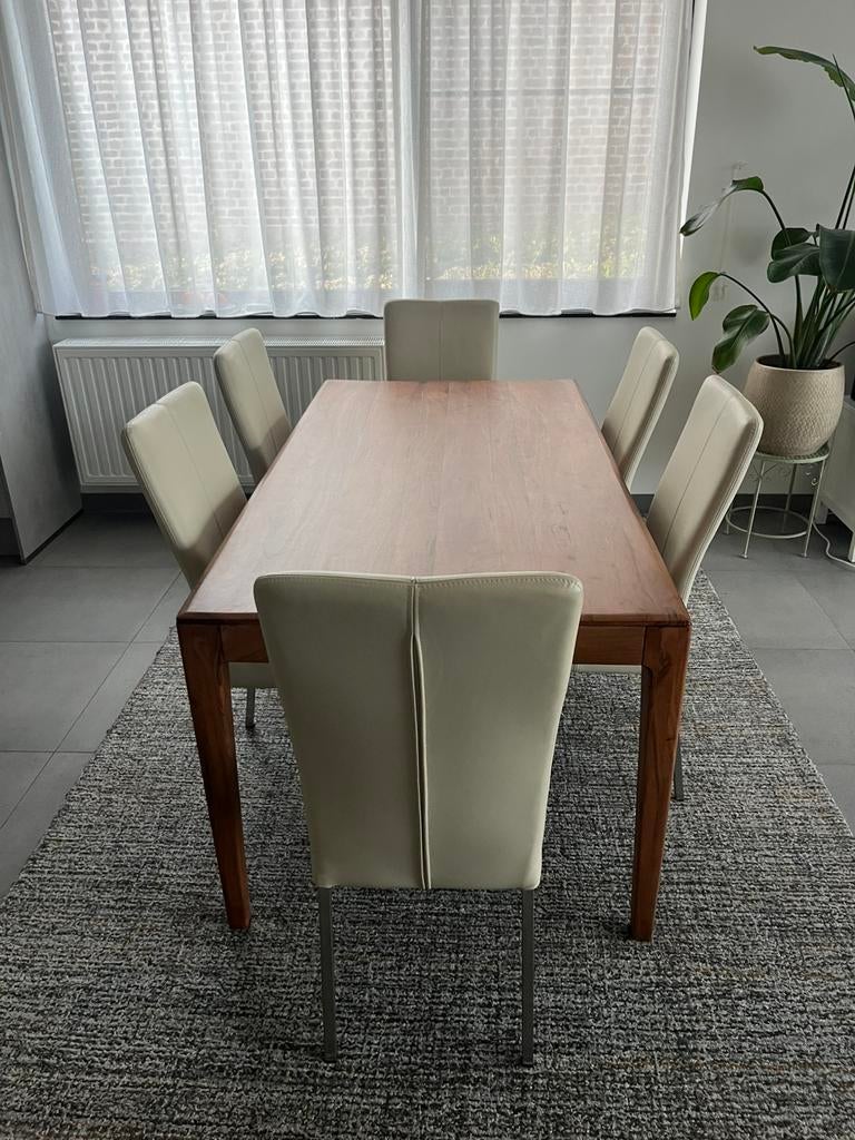 Stoelen leder (6 stuks), Huis en Inrichting, Stoelen, Ophalen, Overige kleuren, Leer, Zo goed als nieuw