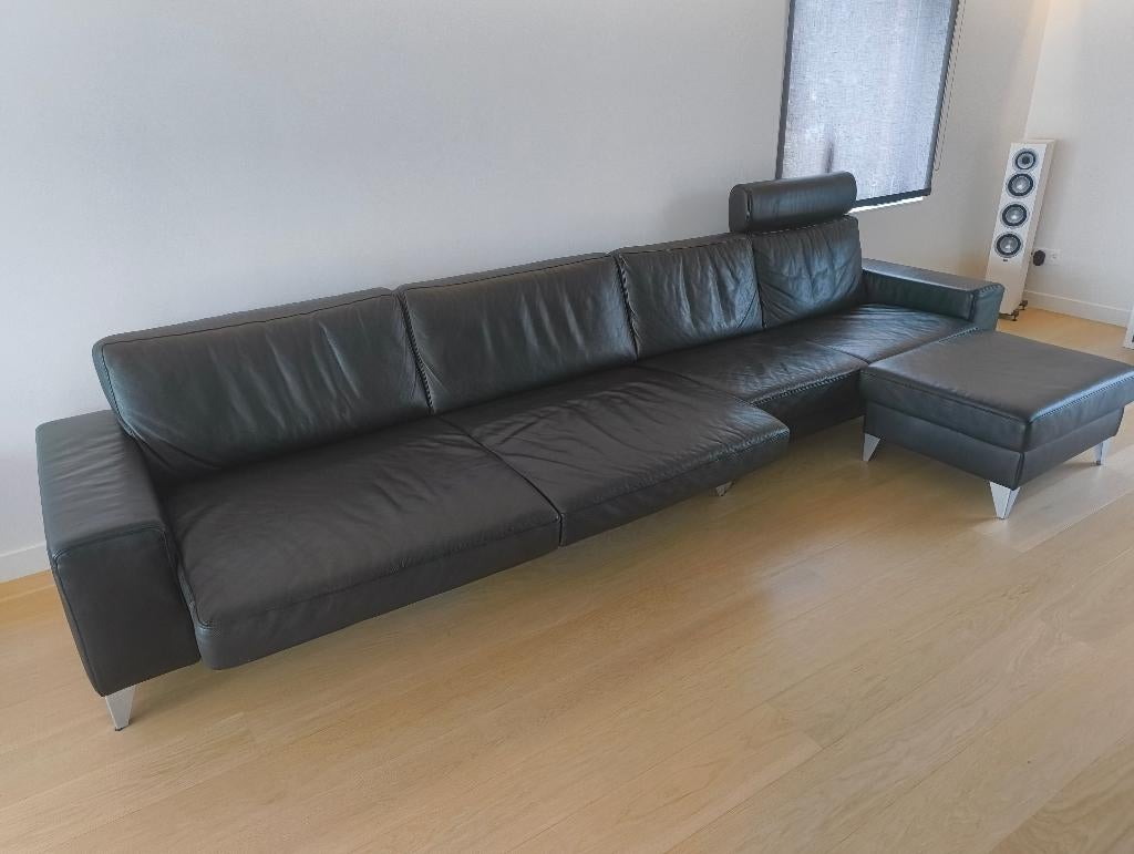 Prachtig zwart lederen Ewald Schilling salon, Enlèvement, Utilisé, Cuir, Modern