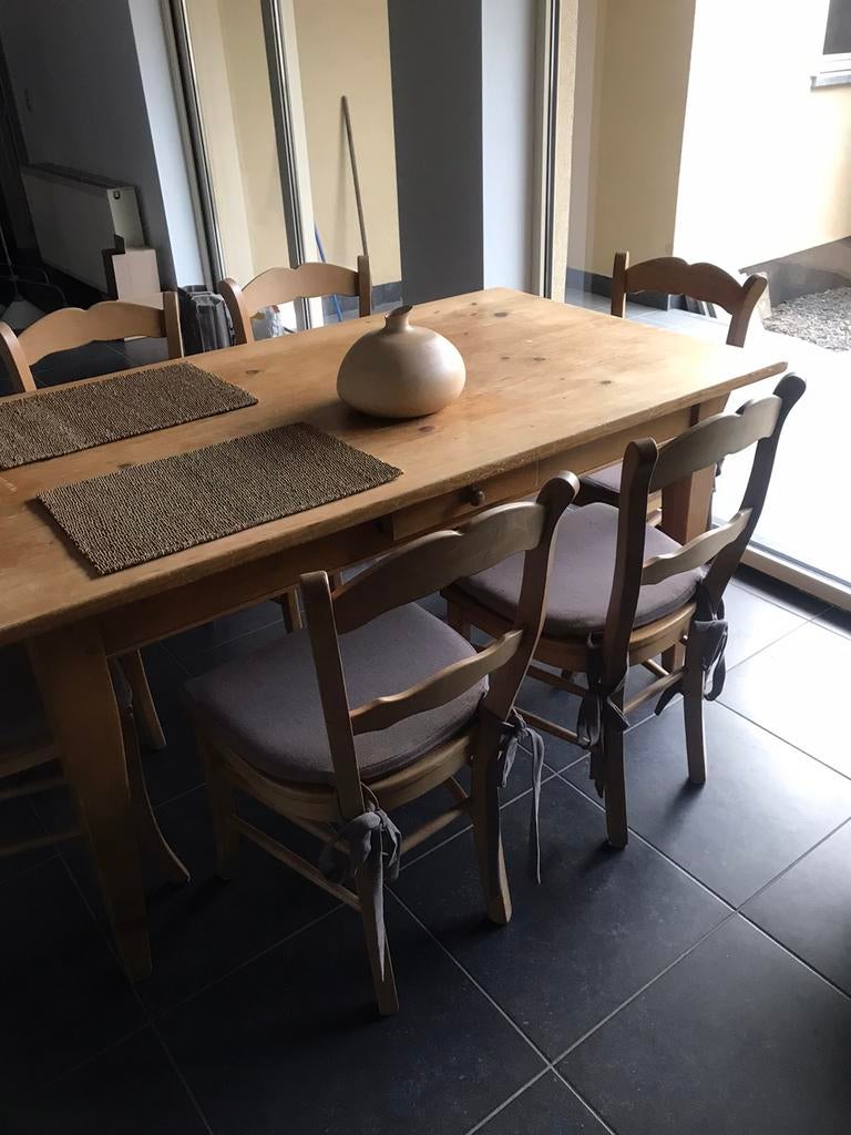 6 leuke houten stoelen met kussentje, Huis en Inrichting, Complete eetkamers, Ophalen of Verzenden, Zo goed als nieuw, Landelijk/modern