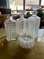 3 glazen whisky/water karaffen + 6 onderzetters, Antiek en Kunst, Ophalen