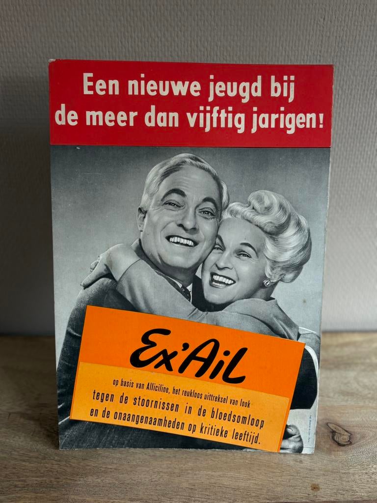 Panneau publicitaire Ex'ail Vintage Rare de 1957, Enlèvement ou Envoi, Utilisé, Panneau publicitaire
