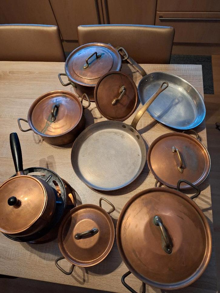 koperen kookpotten set, Huis en Inrichting, Overige Huis en Inrichting, Gebruikt, Ophalen
