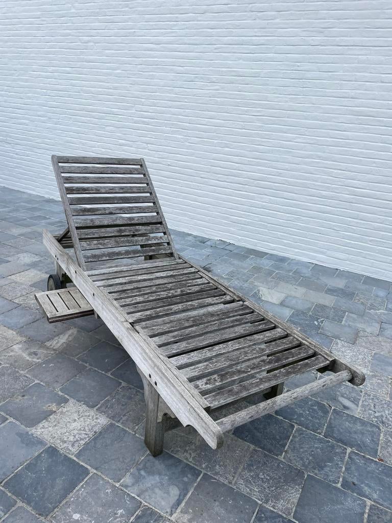 Teak ligzetel, Tuin en Terras, Ligbedden, Ophalen, Gebruikt