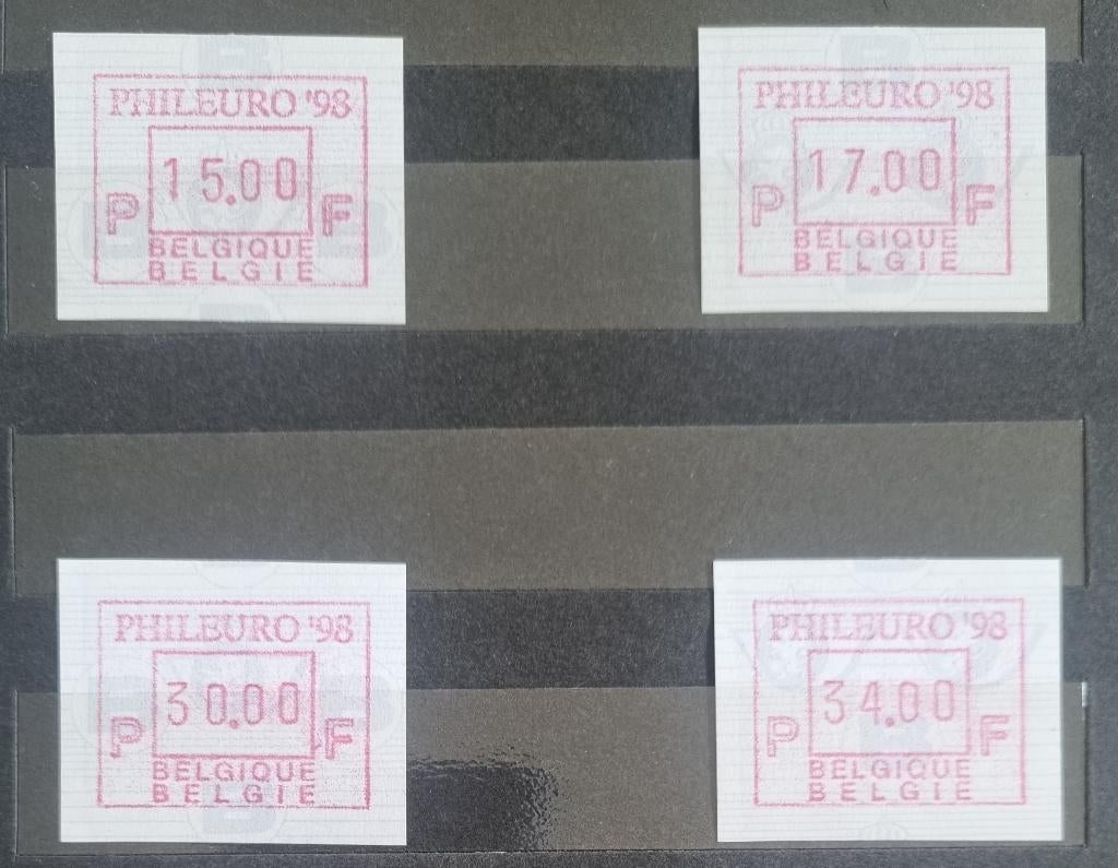 4 x Vignette d'affranchissement ATM 96 Phileuro 98, Sans timbre, Neuf, Enlèvement ou Envoi, Non oblitéré