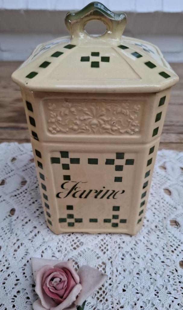 Antieke Franse voorraadpot FARINE, Clairefontaine Ségonite, Antiek en Kunst, Antiek | Keramiek en Aardewerk, Ophalen of Verzenden