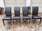 4 prachtige lederen stoelen, Huis en Inrichting, Ophalen, Zo goed als nieuw, Zwart, Vier
