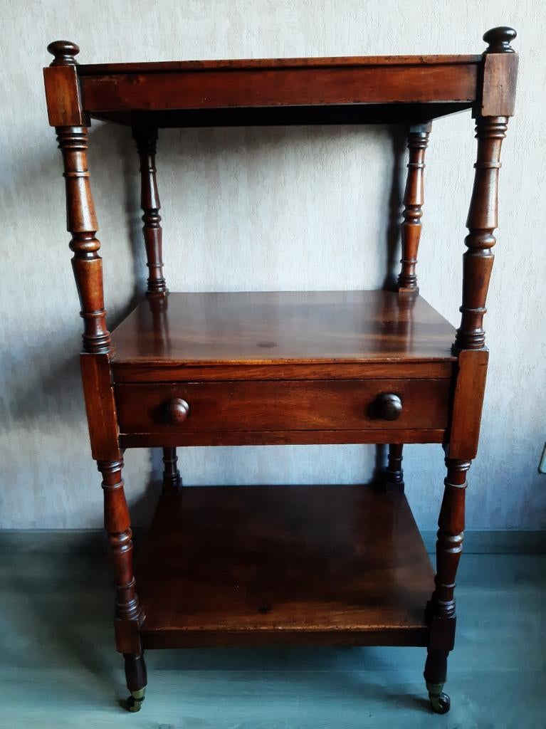 Bijzettafel / etagere in acajou, Ophalen