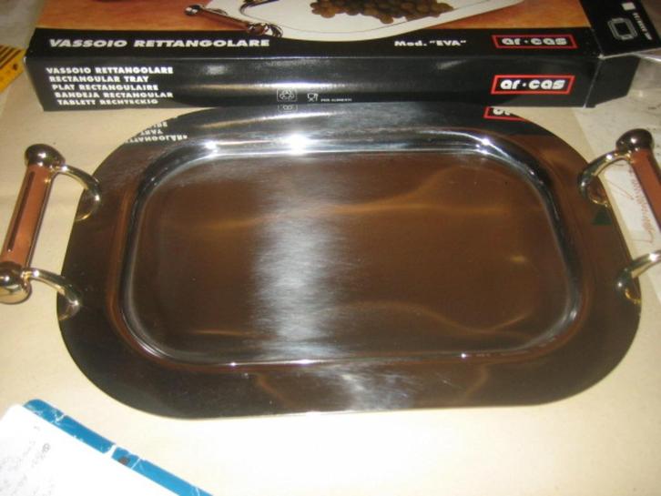 Rechthoekige serveerschaal in glanzende inox 18/10,, Antiek en Kunst, Antiek | Schalen, Ophalen