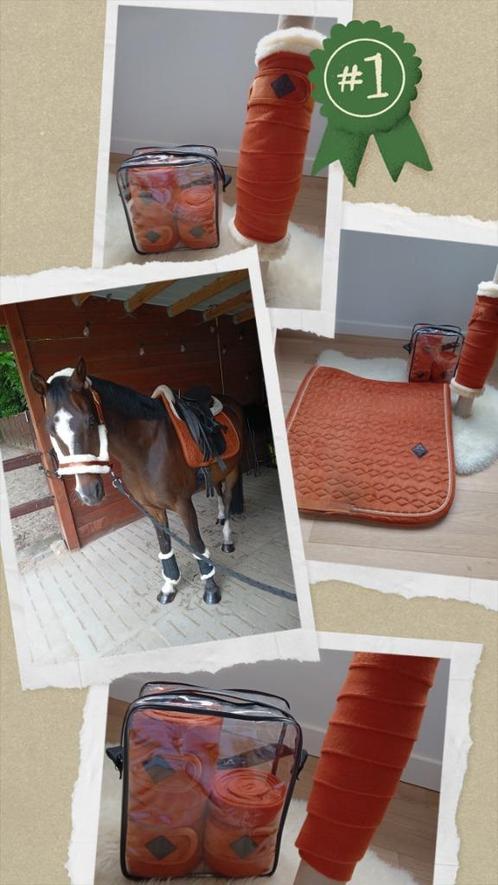 Kentucky Oranje Velvet set (dekje en bandages), Dieren en Toebehoren, Paarden en Pony's | Dekens en Dekjes, Zo goed als nieuw