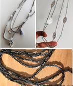 Lange halsketting, set van 3, Handtassen en Accessoires, Kettingen, Nieuw, Blauw, Zilver, Verstelbaar