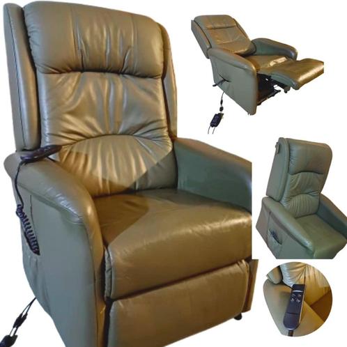 Elektrische leren relaxfauteuil, Huis en Inrichting, Fauteuils, Zo goed als nieuw, Leer, 50 tot 75 cm, 75 tot 100 cm, Ophalen
