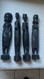 4 statuettes en bois ébène, Antiek en Kunst, Kunst | Beelden en Houtsnijwerken, Ophalen of Verzenden