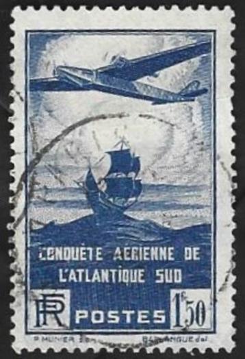 1 Postzegel Frankrijk 1936 Oceaanoversteek  postvliegtuig beschikbaar voor biedingen
