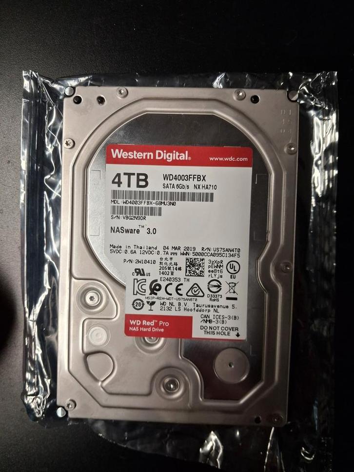 WD Red Pro 4TB, Computers en Software, Harde schijven, Zo goed als nieuw, Intern, HDD, Ophalen