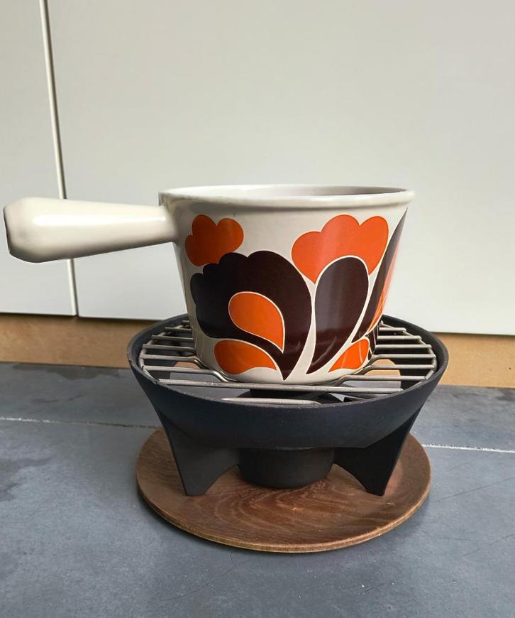 Vintage Le Creuset fonduestel, Huis en Inrichting, Keuken | Potten en Pannen, Gebruikt, Overige typen, Gietijzer, Ophalen of Verzenden