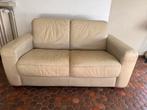Beige lederen 2-zits zetel, 75 à 100 cm, Enlèvement, Utilisé, 150 à 200 cm