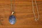 zilveren halsketting met lapis lazuli of sodaliet hanger, Ophalen of Verzenden, Gebruikt, Overige materialen