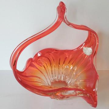 Grande coupe en verre artistique, Artisanat Belge, Enlèvement ou Envoi