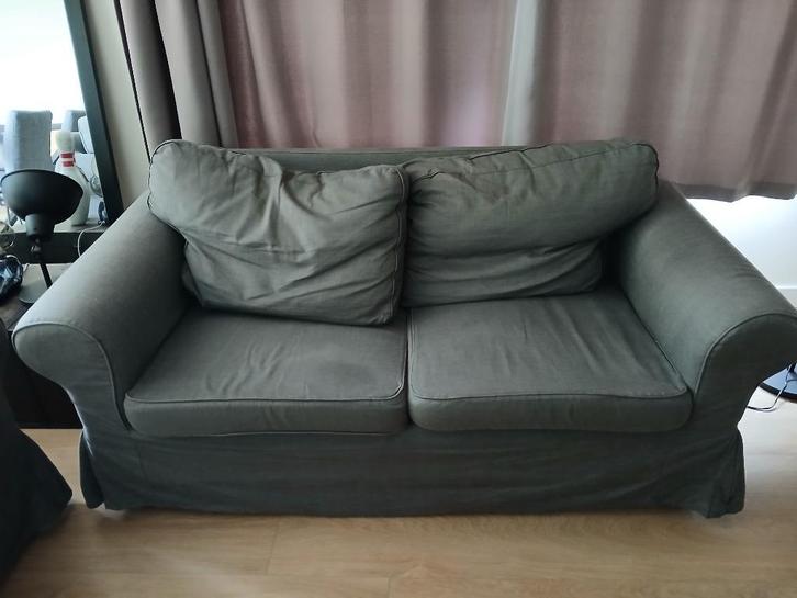 Zetel, Huis en Inrichting, Zetels | Zetels, Gebruikt, Rechte bank, Tweepersoons, Hout, Stof, Ophalen