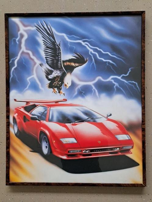Vintage Prachtige kader - Lamborghini Countach, Verzamelen, Merken en Reclamevoorwerpen, Zo goed als nieuw, Overige typen, Ophalen