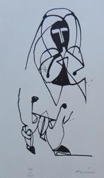 NICOLAS ALQUIN / DES ECLIPSES / ZW-W HOUTSNEDE / 38x21cm SIG, Antiek en Kunst, Kunst | Litho's en Zeefdrukken, Ophalen of Verzenden