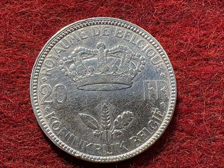 20 Frank Rau - 1935 Pos B (#109#), Postzegels en Munten, Munten | België, Losse munt, Zilver, Zilver, Ophalen of Verzenden