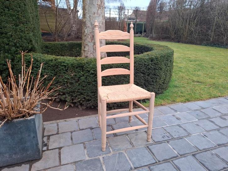 4 massief eiken stoelen. Geluchtgomd., Huis en Inrichting, Stoelen, Hout, Ophalen of Verzenden