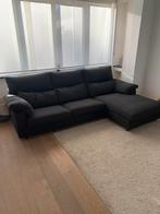 Canapé noir avec méridienne, Huis en Inrichting, 250 tot 300 cm, Gebruikt, Stof, 75 tot 100 cm