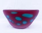 Vintage rood-blauwe glazen schaal / bowl 1980-90s, Gebruikt, Ophalen of Verzenden, Glas, Minder dan 50 cm