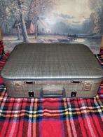 Grijze geruite vintage oude reis koffer - goede staat, Ophalen of Verzenden, Gebruikt