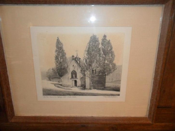 Ets van Henri Quittelier (St-Josse 1884 - Ukkel 1980), Antiek en Kunst, Kunst | Etsen en Gravures, Ophalen of Verzenden