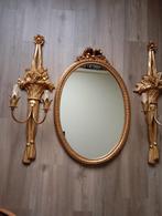 Ancien miroir ovale en bois avec 2 appliques murales, Enlèvement