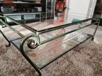 Table basse en verre et métal forgé, Ophalen, Gebruikt, 50 tot 100 cm, Glas