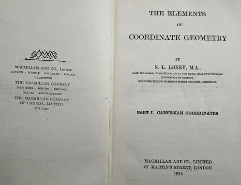 The Elements of Geometry [Cartesian Coordinates]  - 1929, Boeken, Studieboeken en Cursussen, Gelezen, Overige niveaus, Ophalen of Verzenden