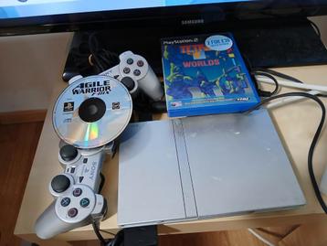 Console ps2 slim silver, Enlèvement ou Envoi, Utilisé, Avec 2 manettes, Slim