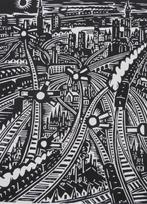 Houtsnede van Frans Masereel: HET ZUIDSTATION TE BRUSSEL, Verzamelen, Verzenden, 1940 tot 1960, Ongelopen, Brussel (Gewest)