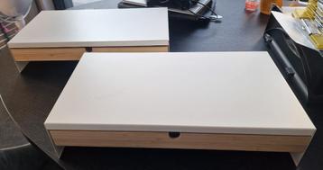 Laptop - monitor stand (2 stuks) Wit met bamboe beschikbaar voor biedingen