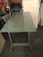 Bureau in glas, Huis en Inrichting, Bureaus, Ophalen, Met wielen, Zo goed als nieuw, Bureau