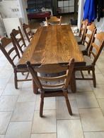 Eiken tafel met 8 bijhorende stoelen, Huis en Inrichting, Ophalen, Eik, Eikenhout, 200 cm of meer