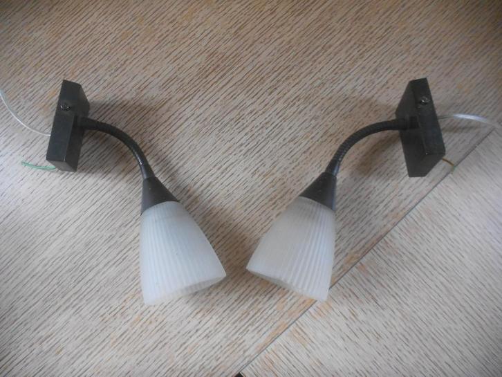 Koperen wandlampen? en glas (2 stuks) vintage, Huis en Inrichting, Lampen | Wandlampen, Glas, Ophalen of Verzenden