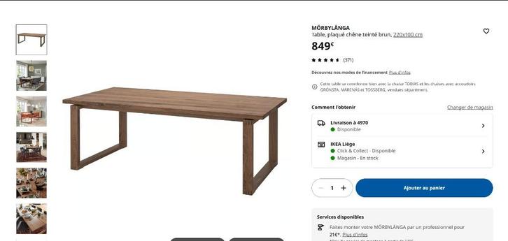 Table de salle à manger Ikea Mörbylanga, Huis en Inrichting, Tafels | Eettafels, Zo goed als nieuw, 50 tot 100 cm, 200 cm of meer
